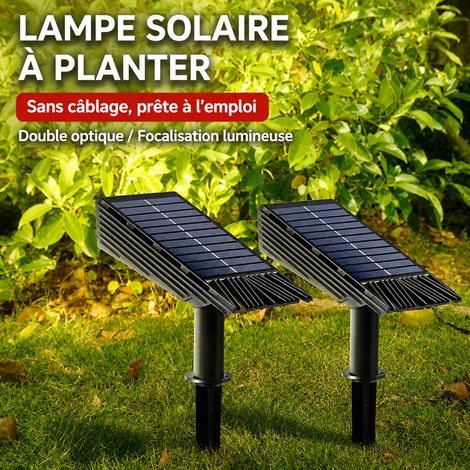 Projecteur solaire LED d'extérieur V2 lumière jaune doré coucher de soleil avec double lentille et bâton lumineux réf 5465 20,5 × 13,5 × 11,5 cm 250 g – Livraison gratuite (1/5)