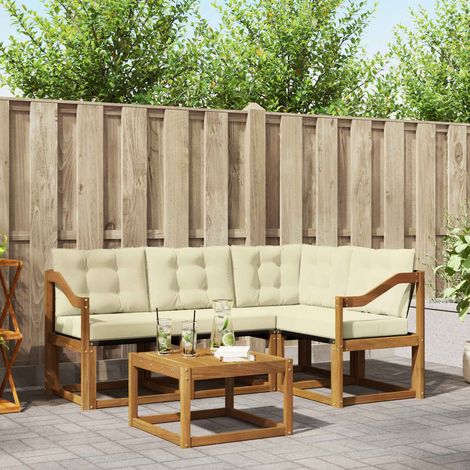 vidaXL Set di divani da esterno con cuscino 5 pcs Naturale e