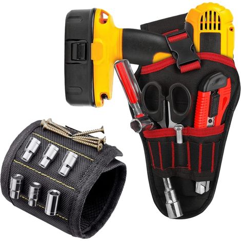 2 Pièces Ceinture à Outils Dragonne Magnétique Sac à Outils Et Sac à Accessoires Pour Homme Ldéal Pour Les électriciens Les Ouvriers Du Bâtiment Les Bricoleurs Les Couvreurs Et Les Charpentiers (1/4)