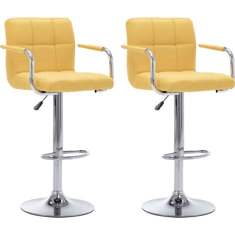 Chaises de bar lot de 2 jaune tissu (1/5)