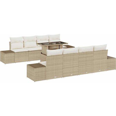 Maison Exclusive - Gartensofa-set mit Kissen mit Speicher 9 pcs B