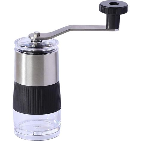 Moulin à café manuel portable, à manivelle, argenté, pour expresso, cafetière à piston et café filtre, pour une utilisation à la maison et en voyage.-AquaForge (1/4)