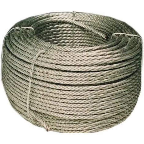 FUNE ACCIAIO ZINCATA 72 FILI IN ROTOLO DA MT.100  Diametro : 3 mm  Carico di rottura : 250 Kg