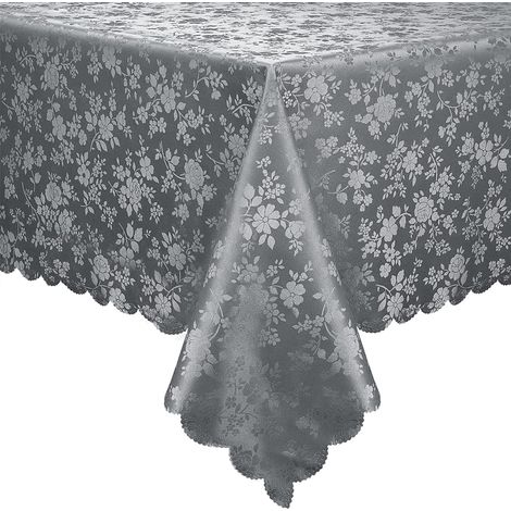Nappe rectangulaire, nappe en vinyle imperméable et résistant, lavable et facile à nettoyer pour salle à manger (beige, 132 x 178 cm)