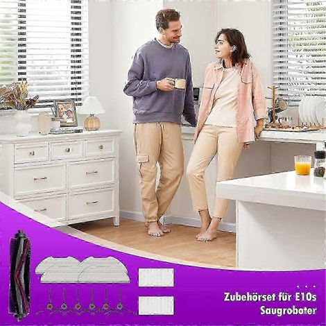 Repuestos para el cepillo lateral principal y el paño de mopa de la aspiradora robot Eureka E10s, edición Accesso 0923 (1/4)