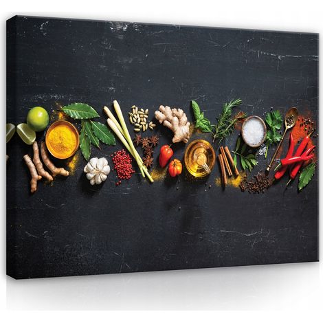 Peinture pour mur de cuisine épices herbes 60x40 (1/3)
