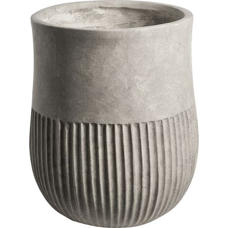 Maceta para exterior e interior de mezcla de arcilla y fibras redonda 36 x 36 x 46 cm alta pintada gris Pylaros