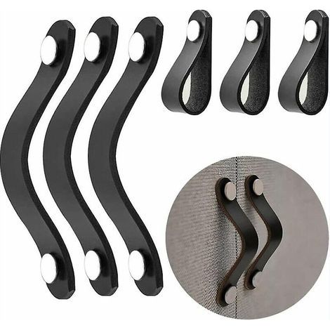black Leather Drawer Handles - 6 Pcs Leather Cabinet Pulls Black Cabinet Pulls Handles Leather Cabinet Pulls - For Cabinet, Kitchen (1/5)