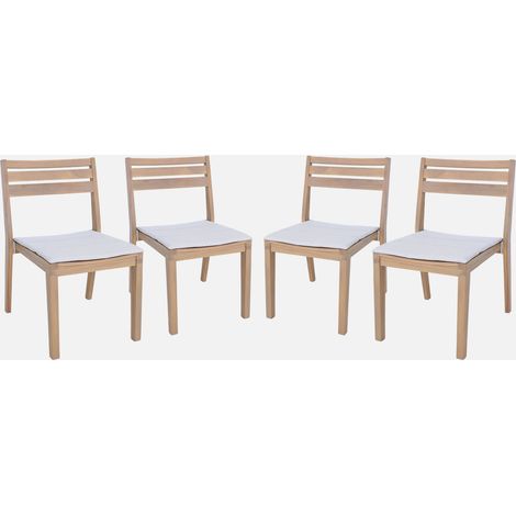 Silla de jardín de madera de acacia con cojín, set de 4 (1/5)