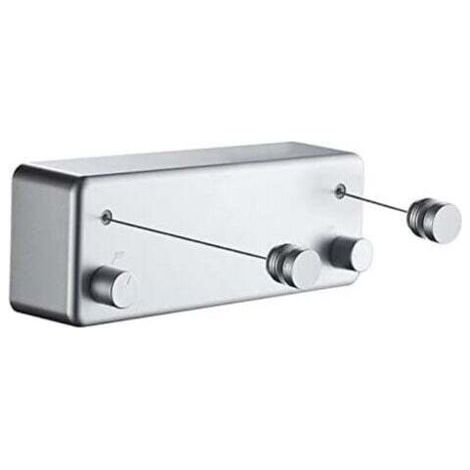 Wäscheleine, einziehbarer Doppelstahldraht, unsichtbar, keine Perforation erforderlich, zum Trocknen von Wäsche, silberfarben, Edelstahl-Wäscheleine 2 x 4,2 m