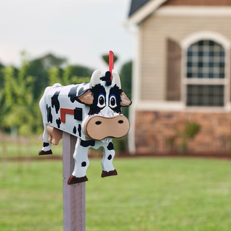 Boîte aux lettres originale en métal pour jardin extérieur, décoration murale en forme de vache et cheval