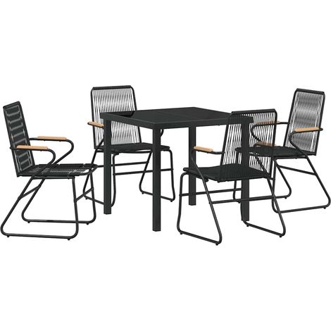 Ensemble de salle à manger pour jardin 5 pcs,Salon de jardin Noir Rattan PVC CFW25567 (1/5)