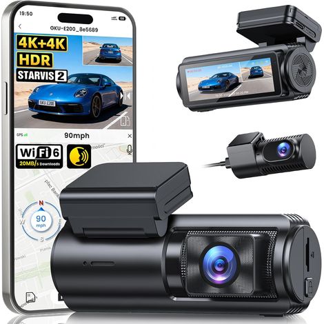 Caméra de Tableau de Bord de Voiture Avant et arrière 4K+4K avec STARVIS 2 (1/5)