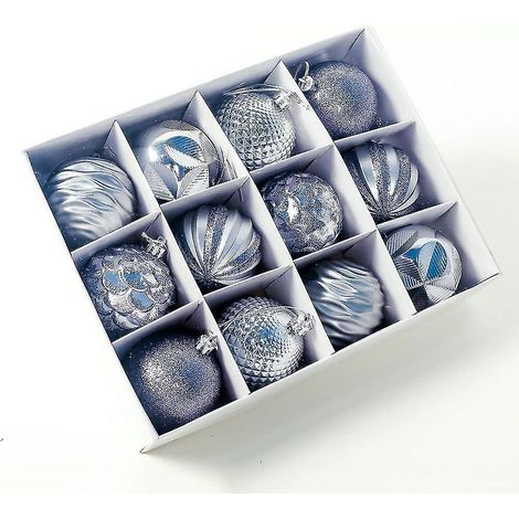 Lot de 12 boules de Noël argentées pour décorer le sapin. (1/4)