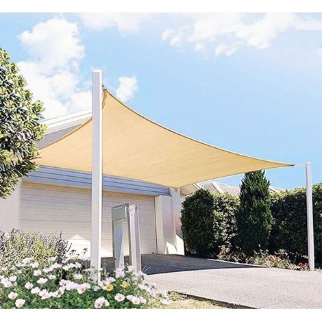 Voile d'ombrage rectangulaire imperméable et résistante aux UV 95% polyester, respirante, avec corde 3x2m beige jardin terrasse