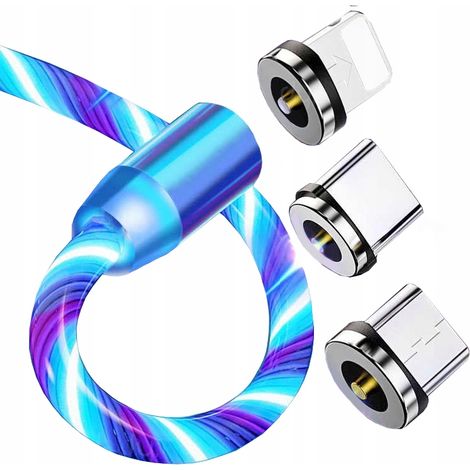 Cable LED magnético para iPhone Micro USB Tipo-C 200cm kb31Blue