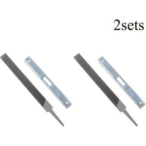Lot de 2 limes plates pour tronçonneuse + jauge de profondeur d'affûtage pour tronçonneuse, compatible avec les tronçonneuses courantes (1/5)