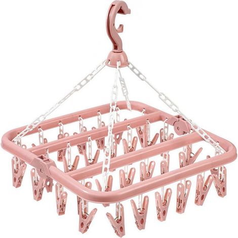 Étendoir à linge pliable à 32 pinces, étendoir multifonctionnel, pince coupe-vent en plastique pour la maison (1/5)