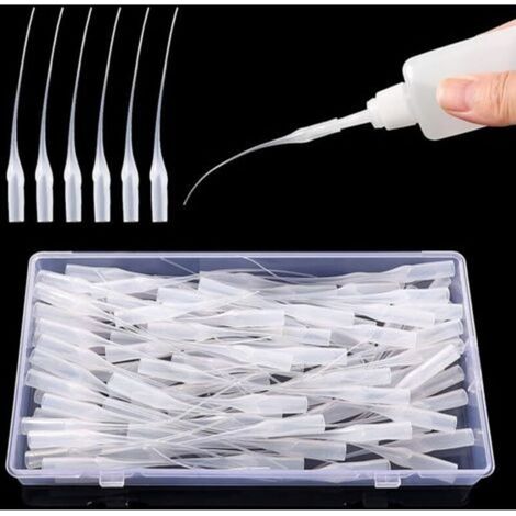 100 Pieces 0.1mm Plastic Micro Glue Tips, Glue Bottle Tips, Long Mouth Plastic Micro Glue Tips, for DIY Model Making Crafts (1/5)