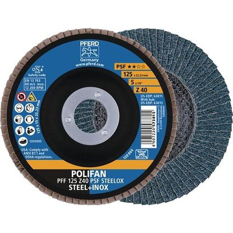 Disco  de  láminas  D.125mm  K.60  plano  VA  (INOX)  ZK  Z  PFERD (1/5)