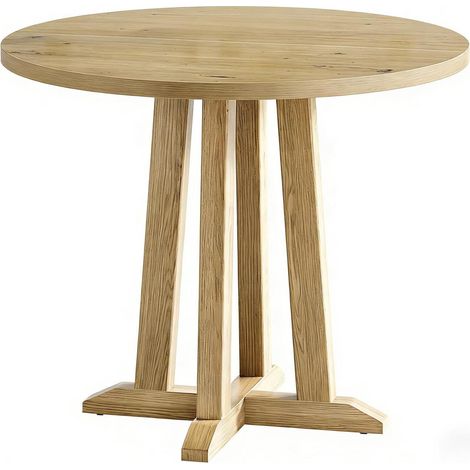 Mesa redonda de comedor de madera marrón 80 cm, altura 75 cm, solo mesa (1/5)