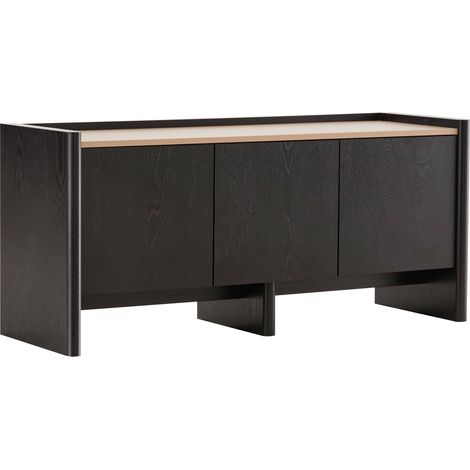 Meuble TV épuré rectangulaire L120 cm bois noir (1/5)