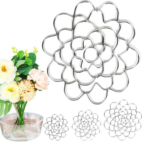 Combo Vase et Porte-bouquet Grille Inox 4/5/6" - Décoration Florale - Set Multi-tailles - Art Floral (1/5)