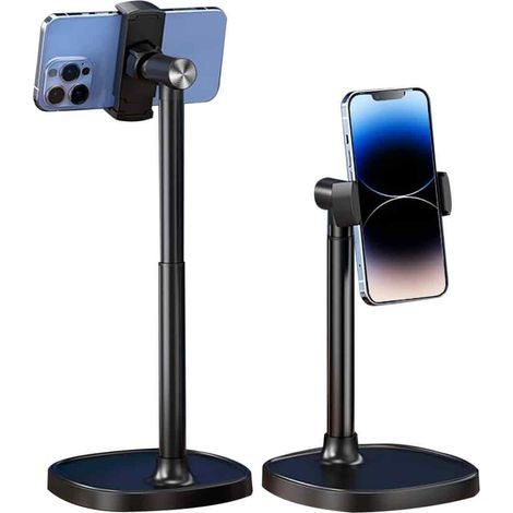 Support Telephone pour Bureau réglable, Support iPhone Bureau, Trepied iPhone Filmer, Trépied Téléphone Table, Porte Telephone Pour Samsung et Smartphones Android - Noir Nuit (1/5)