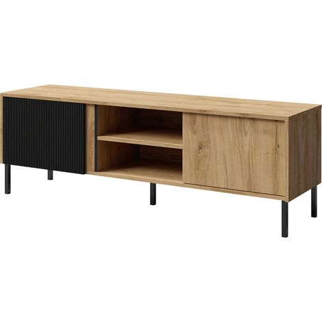 AX LIVING Lowboard TV Mikasso – 150cm Breite Modern in Eiche/Schwarz