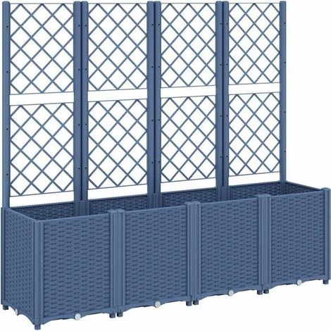 Pot de fleurs à carreaux bleu-gris, 160 x 40 x 140 cm, en polypropylène (PP).
