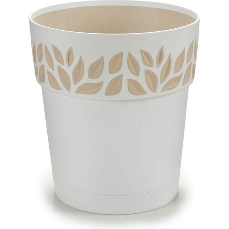 STEFANPLAST POT DE FLEURS CLOE - 20 X H19 CM - BLANC ET TAUPE TRAVERTIN 94050 (1/2)
