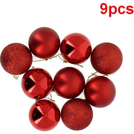 Boules de Noël 9 pcs Ø6cm - Rouge - SILUMEN