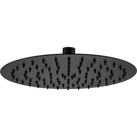 Pomme de douche ultra fine 20 cm orientable noir mat (1/2)