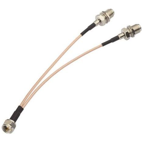 Splitter per cavo femmina-femmina da 15 cm, 2 vie RG316 50 Ohm a bassa perdita, tipo V, per televisori, audio, video e ricevitori satellitari. (1/4)