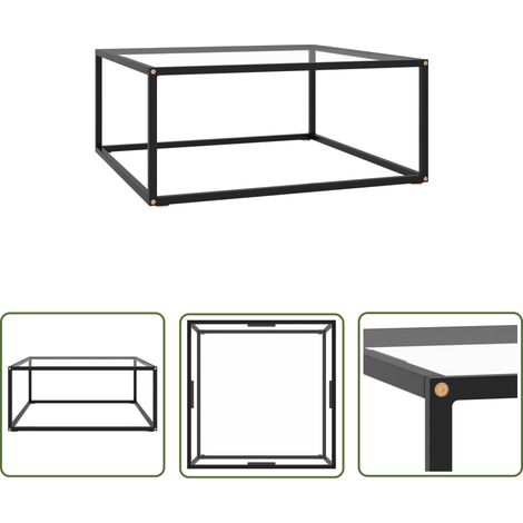 The Living Store Table basse Noir avec verre trempé 80x80x35 cm - Table Basse - Meuble Salon - Table D'appoint - Table Design - Table Contemporaine (1/5)