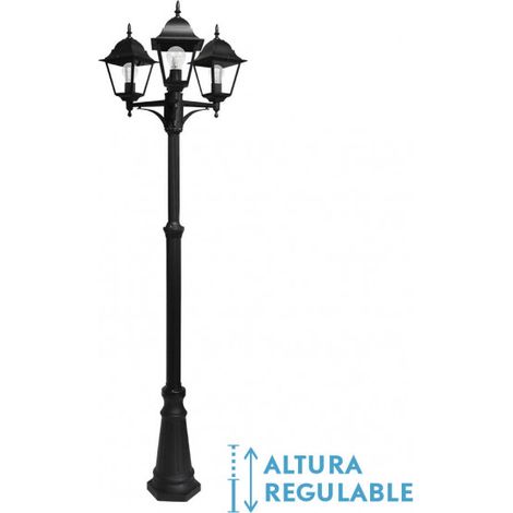 Spica 3xe27 schwarz aluminium straßenlampe spica 3xe27 schwarz ip44 220x62x62 cm höhenverstellbar