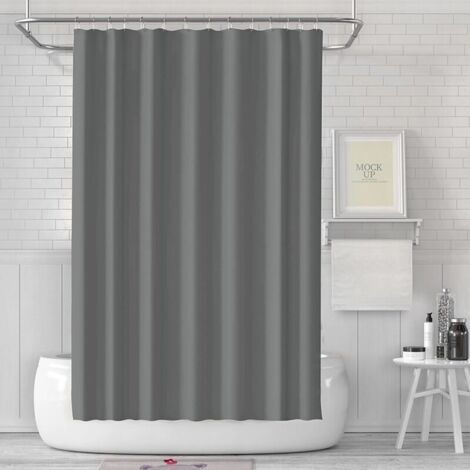 Cortina de Baño 180 x 200 cm, Tejido Antimoho, Impermeable y Lavable, PEVA, con 12 Anillas para Cortina de Ducha, Gris Oscuro (1/4)