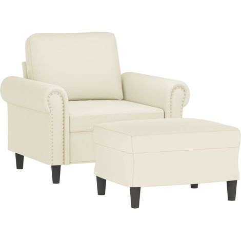 vidaXL Poltrona con Poggiapiedi Crema 60 cm in Velluto (1/4)