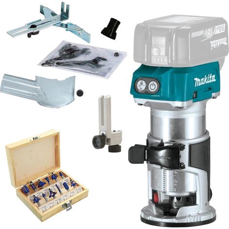 Makita DRT50ZX4 18V LXT Cordless Brushless Laminate Router Trimmer + 12pc Set (1/4)