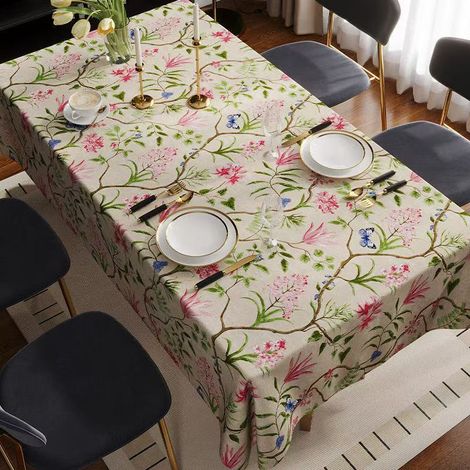 Nappe Florale PVC Imperméable - Décoration Salon Moderne - 110x160cm Rose (1/3)