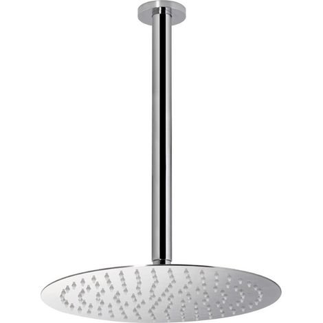 Set doccia braccio verticale tondo 30 cm e soffione acciaio inox 30cm cromo Rubinetterie Mariani (1/5)