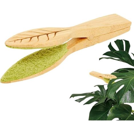 CSPARKV Leaf Cleaning Tongs Pince de nettoyage pour feuilles avec manche en bois et peluches, outil polyvalent pour l'entretien des plantes, pince à feuilles double face efficace pour l'intérieur et