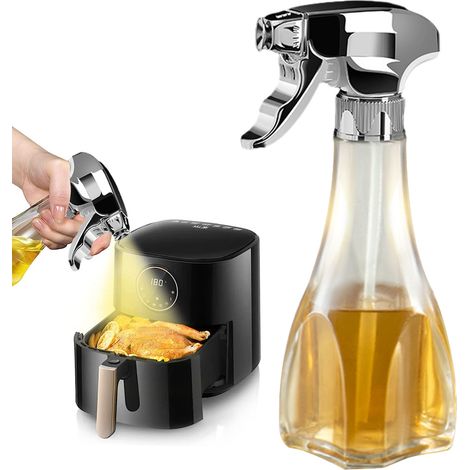 Vaporisateur d'huile de cuisson, flacon pulvérisateur d'huile d'olive de 240 ml avec buse rotative, flacon distributeur d'huile pour friteuse à air chaud, barbecue, pâtisserie, salades
