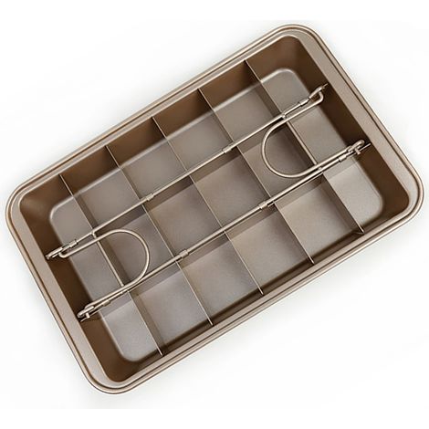 Rechteckige, antihaftbeschichtete Brownie-Backform aus Kohlenstoffstahl mit Unterteilungen zum Backen (1/5)