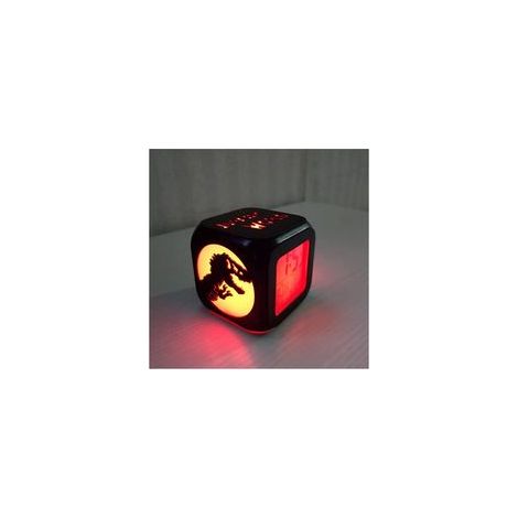 Juras,s,ic Park Dinosaure 3D Stéréo Petit Réveil Créatif LED Veilleuse Horloge électronique Horloge de Chevet Chambre Lumière Ambiante-avec Cordon d'alimentation USB