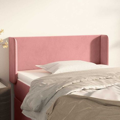 Tête de lit avec oreilles en velours rose, hauteur réglable, 93 x 16 x 78/88 cm, 6.95kg - PANGIVO (1/5)