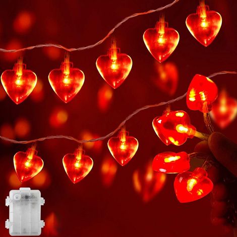 Lichterkette in Herzform, 6 m, 40 LEDs – Dekoration für Liebespartys, Hochzeiten, Geburtstage, Zuhause (1/5)