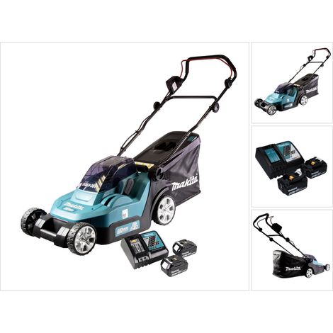 Makita DLM 432 RM2 Cortacésped sin cable 36 V (2x 18 V) 43 cm sin escobillas + 2x Baterías 4.0 Ah + Cargador