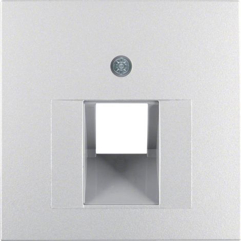Placca centrale con presa telefonica/rete compatibile con diverse serie HAGER IP20 5,5x5,5x1,7cm colore alluminio laccato