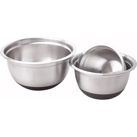 Bol Mixer - Acier Inoxydable - Base Antidérapante En Silicone - Compatible Lave-Vaisselle - Ensemble De 3 Pièces (1/5)